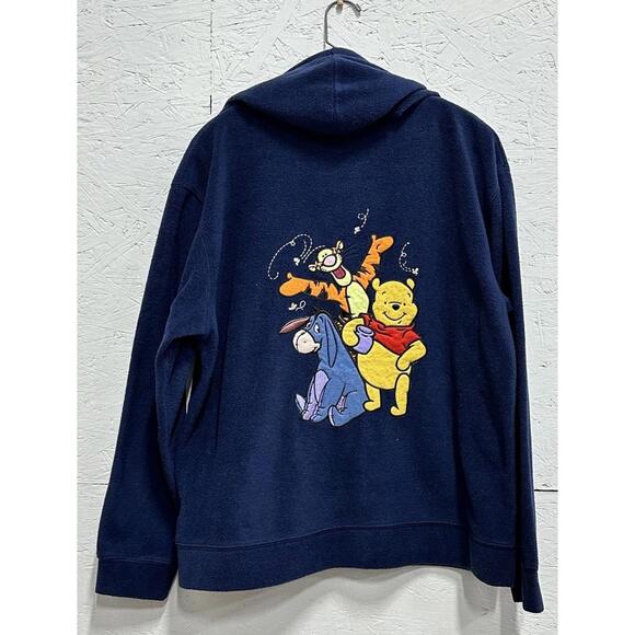 Disney Tops - Disney Winnie the Pooh Size L Navy Zip Hoodie Tigger Eeyore Cozy Kidcore